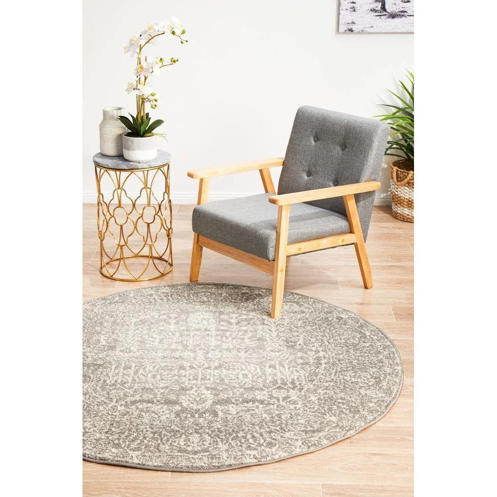 Evoke Homage Grey Transitional Round Rug - ICONIC RUGS