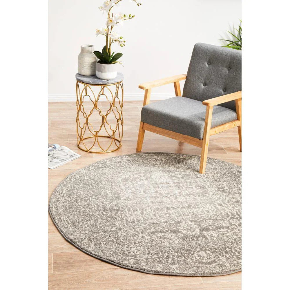 Evoke Homage Grey Transitional Round Rug - ICONIC RUGS