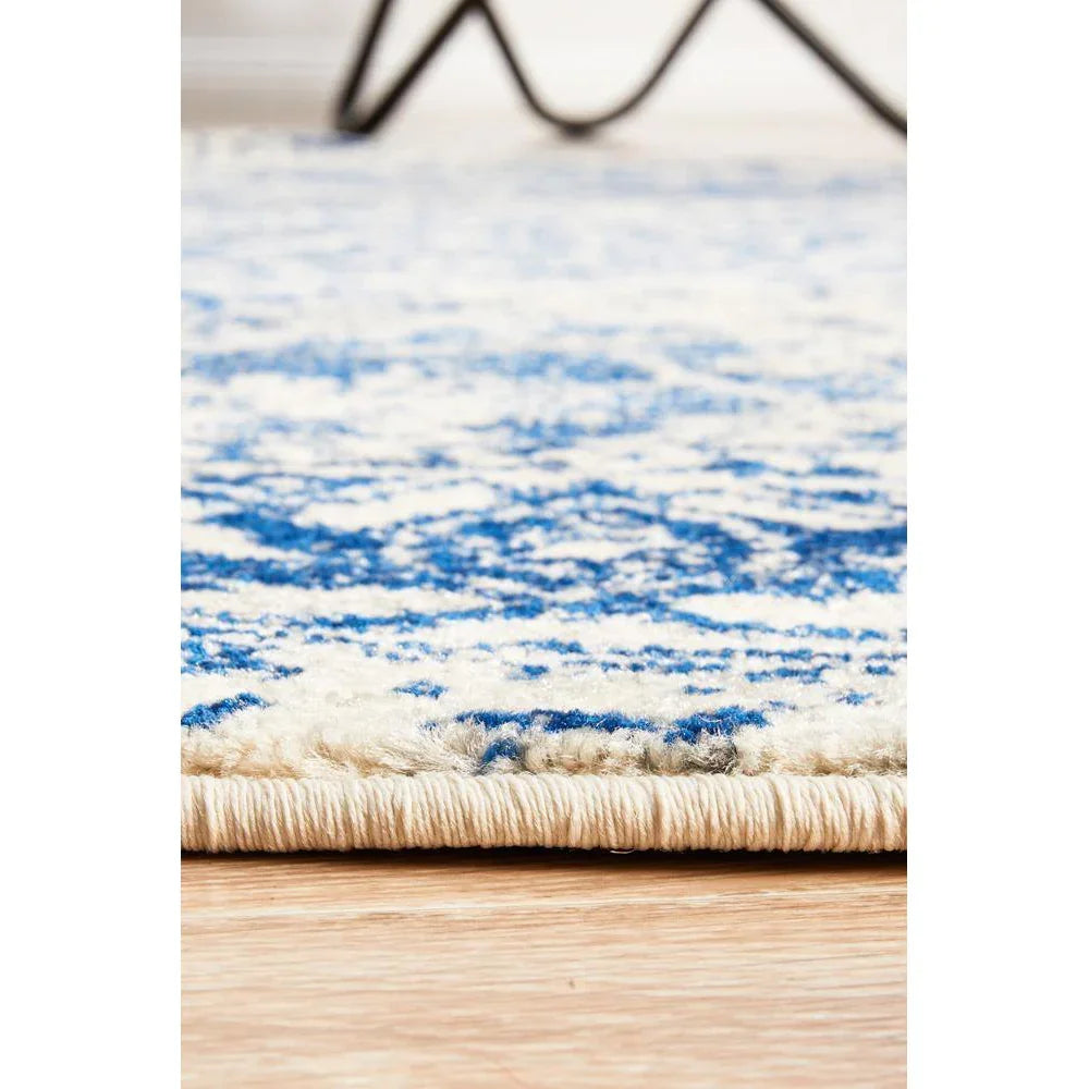 Evoke Horizon White Navy Transitional Round Rug - ICONIC RUGS