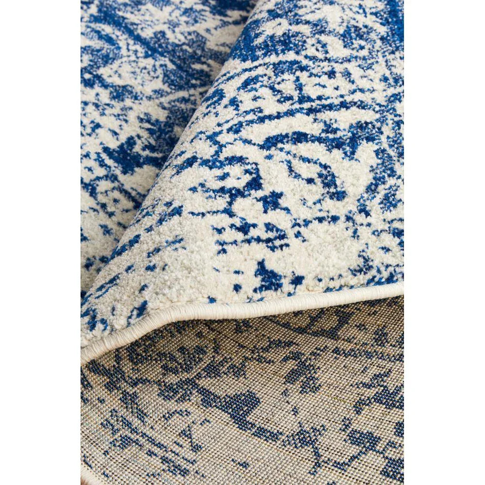 Evoke Horizon White Navy Transitional Round Rug - ICONIC RUGS