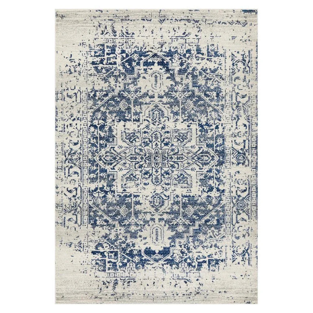 Evoke Horizon White Navy Transitional Rug - ICONIC RUGS