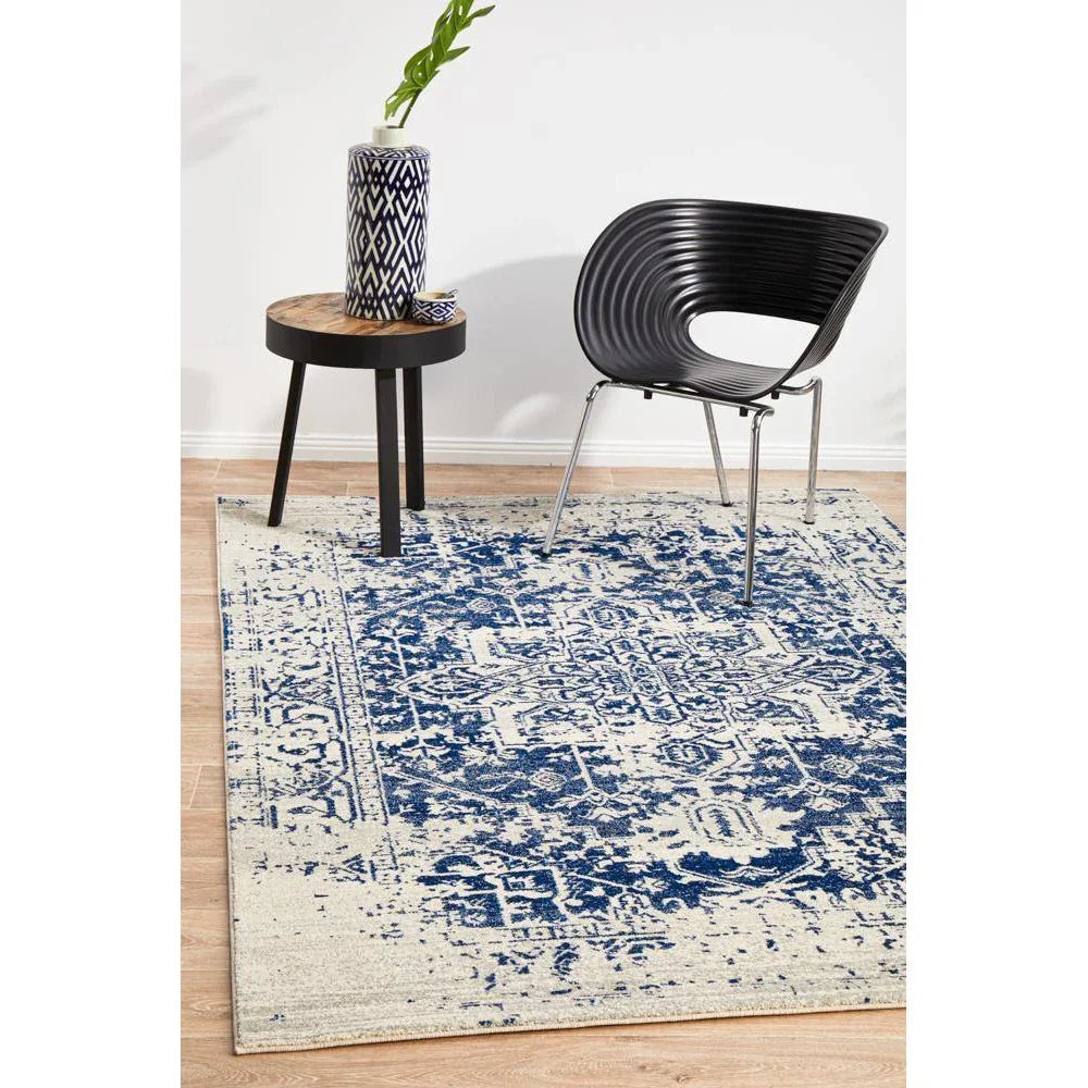 Evoke Horizon White Navy Transitional Rug - ICONIC RUGS