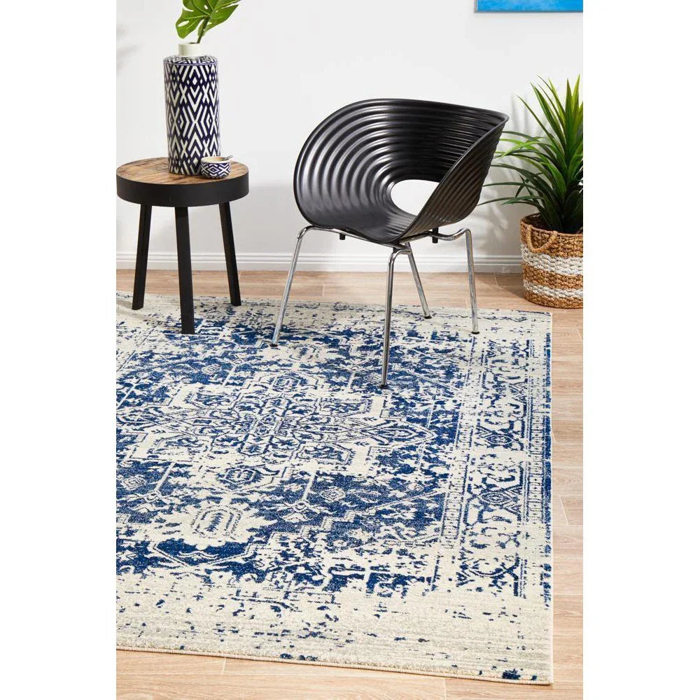 Evoke Horizon White Navy Transitional Rug - ICONIC RUGS