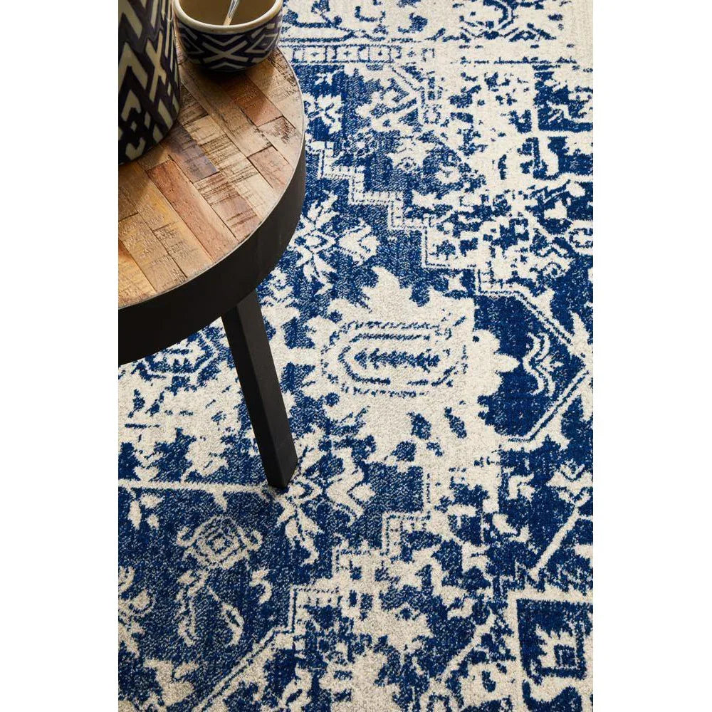 Evoke Horizon White Navy Transitional Rug - ICONIC RUGS