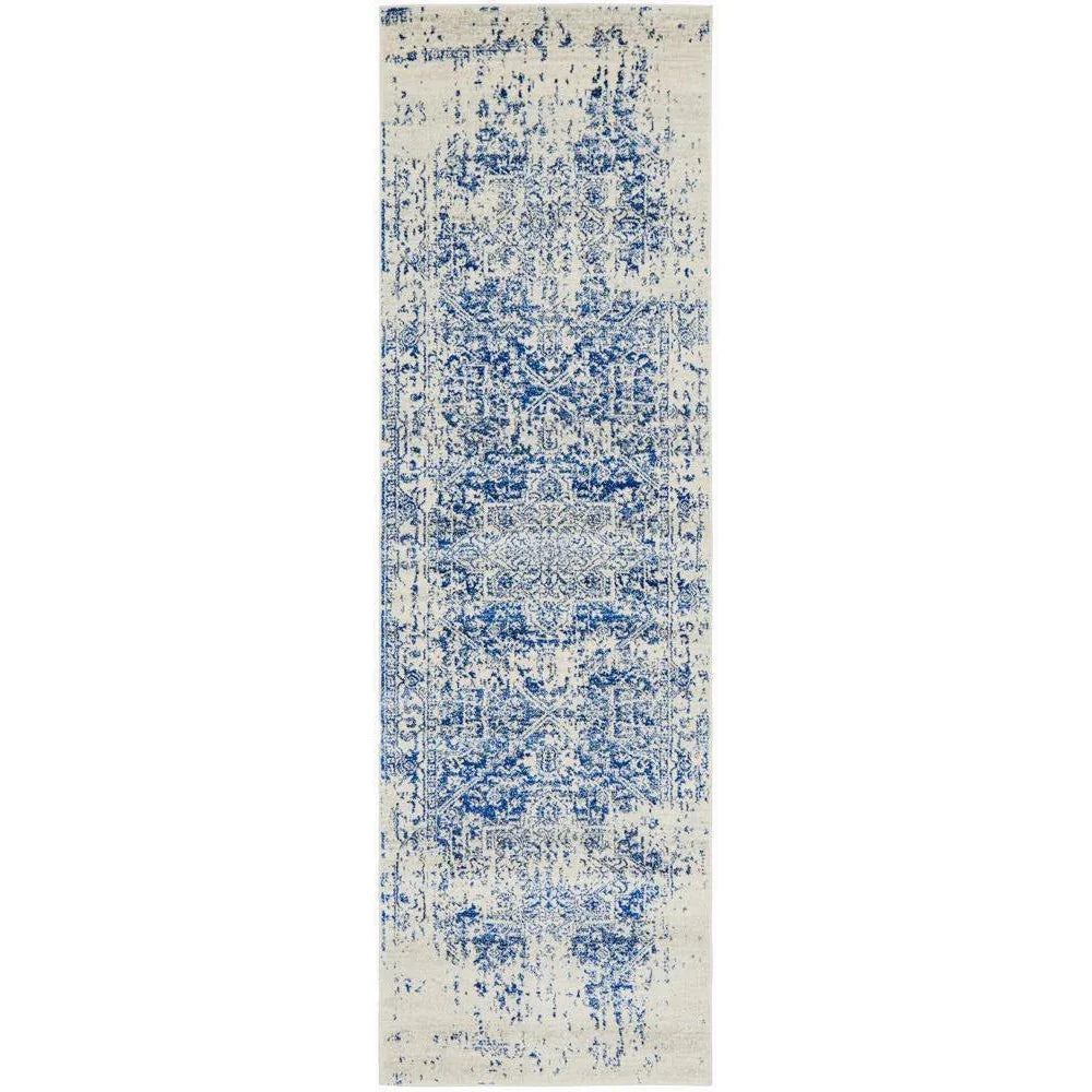 Evoke Horizon White Navy Transitional Runner Rug - ICONIC RUGS