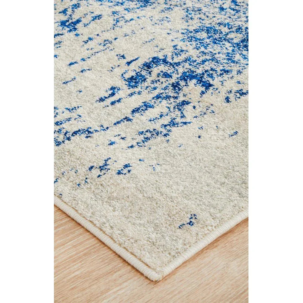 Evoke Horizon White Navy Transitional Runner Rug - ICONIC RUGS