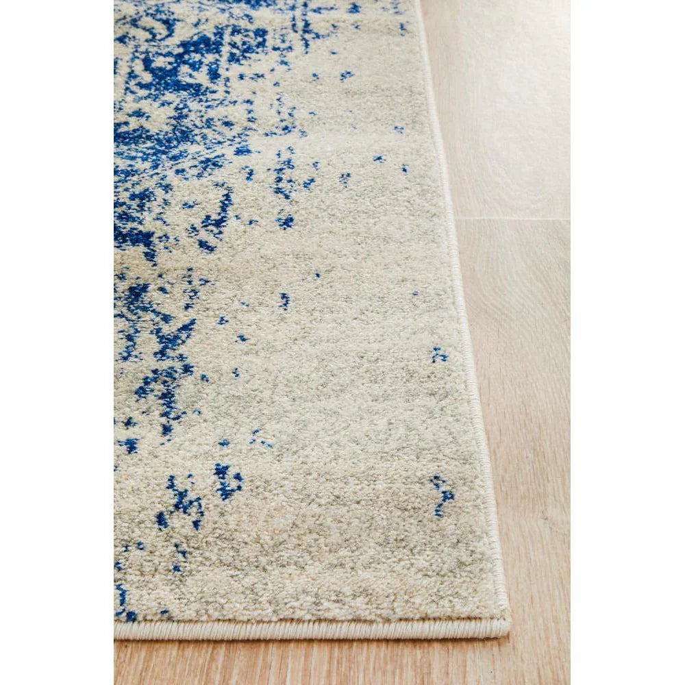 Evoke Horizon White Navy Transitional Runner Rug - ICONIC RUGS