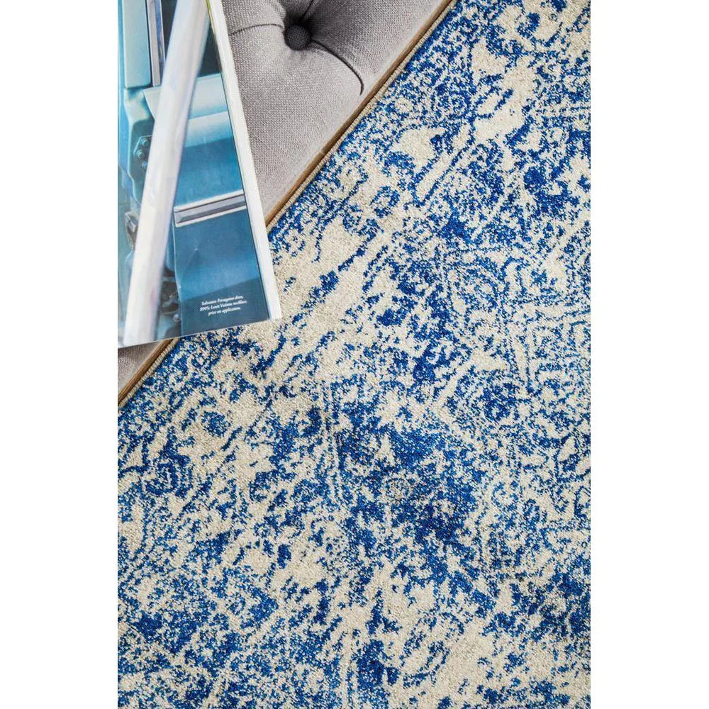 Evoke Horizon White Navy Transitional Runner Rug - ICONIC RUGS