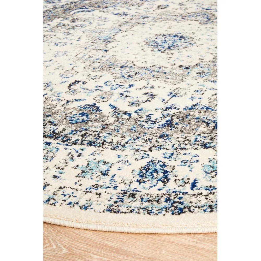 Evoke Mist White Transitional Round Rug - ICONIC RUGS
