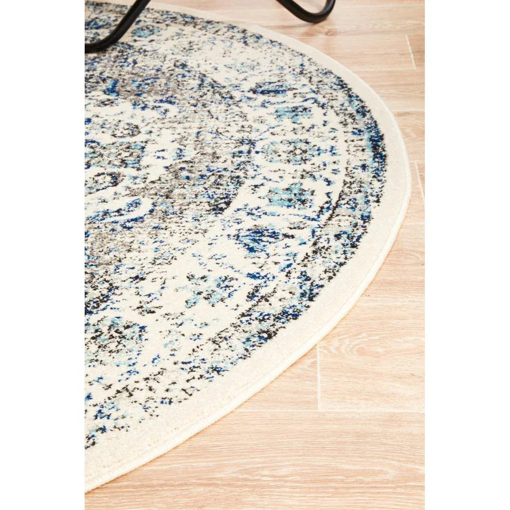 Evoke Mist White Transitional Round Rug - ICONIC RUGS