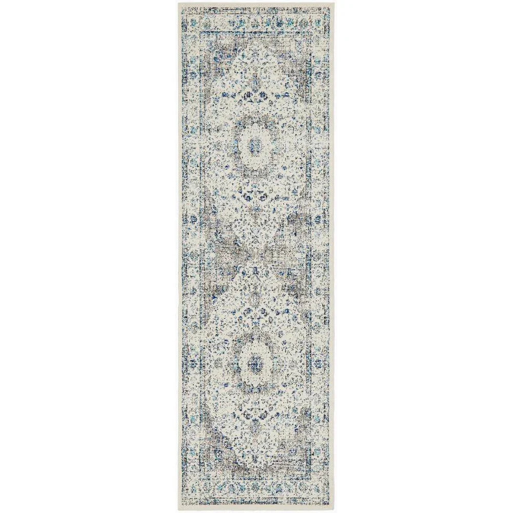 Evoke Mist White Transitional Runner Rug - ICONIC RUGS