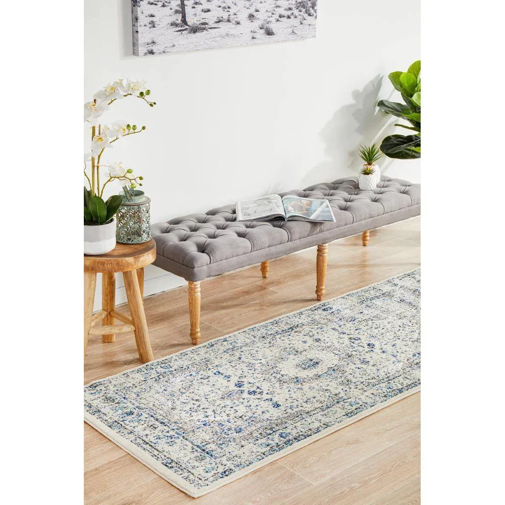Evoke Mist White Transitional Runner Rug - ICONIC RUGS