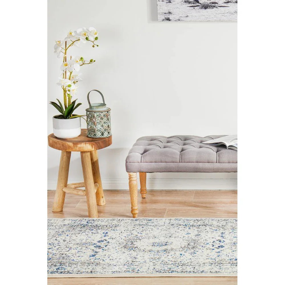 Evoke Mist White Transitional Runner Rug - ICONIC RUGS