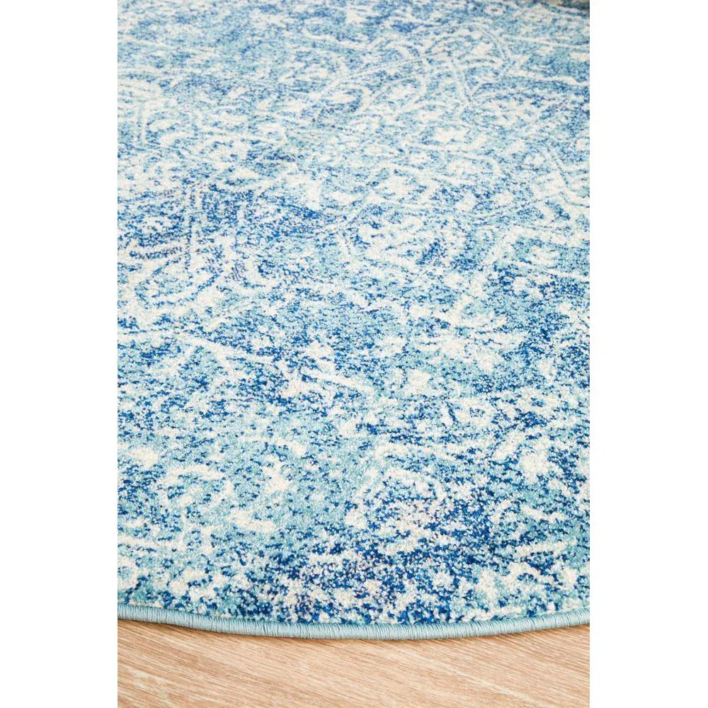 Evoke Muse Blue Transitional Round Rug - ICONIC RUGS