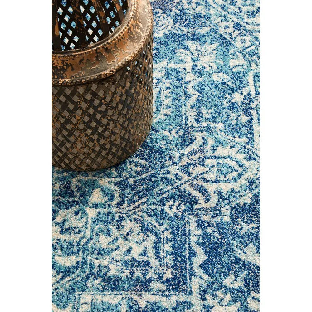Evoke Muse Blue Transitional Round Rug - ICONIC RUGS