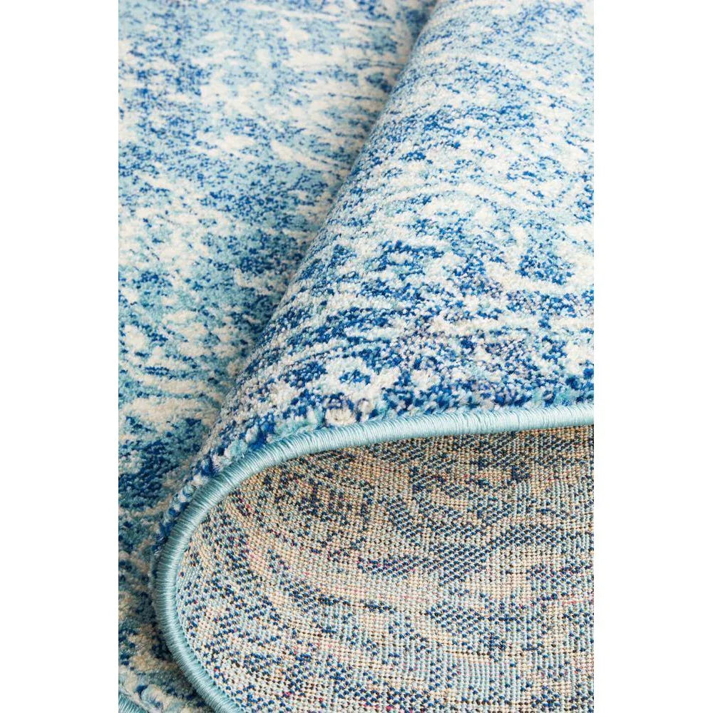 Evoke Muse Blue Transitional Round Rug - ICONIC RUGS