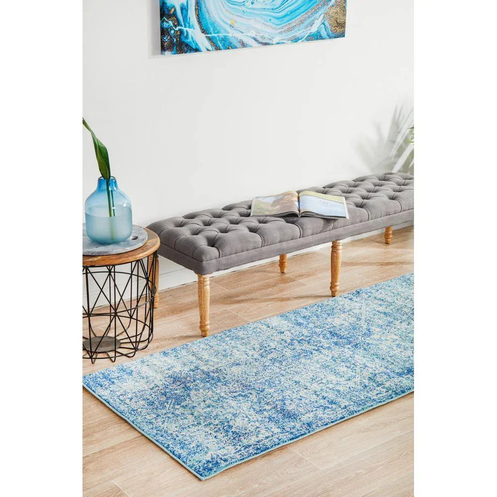Evoke Muse Blue Transitional Runner Rug - ICONIC RUGS