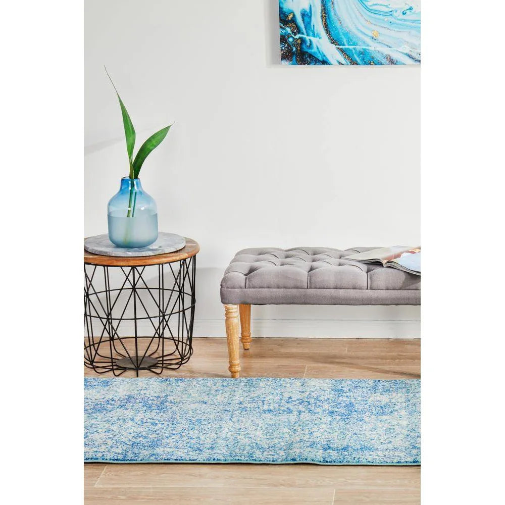 Evoke Muse Blue Transitional Runner Rug - ICONIC RUGS