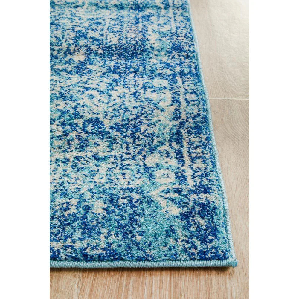 Evoke Muse Blue Transitional Runner Rug - ICONIC RUGS