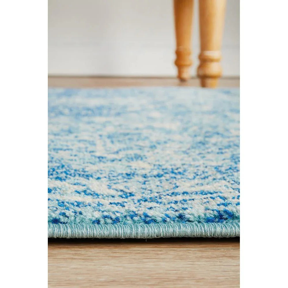 Evoke Muse Blue Transitional Runner Rug - ICONIC RUGS