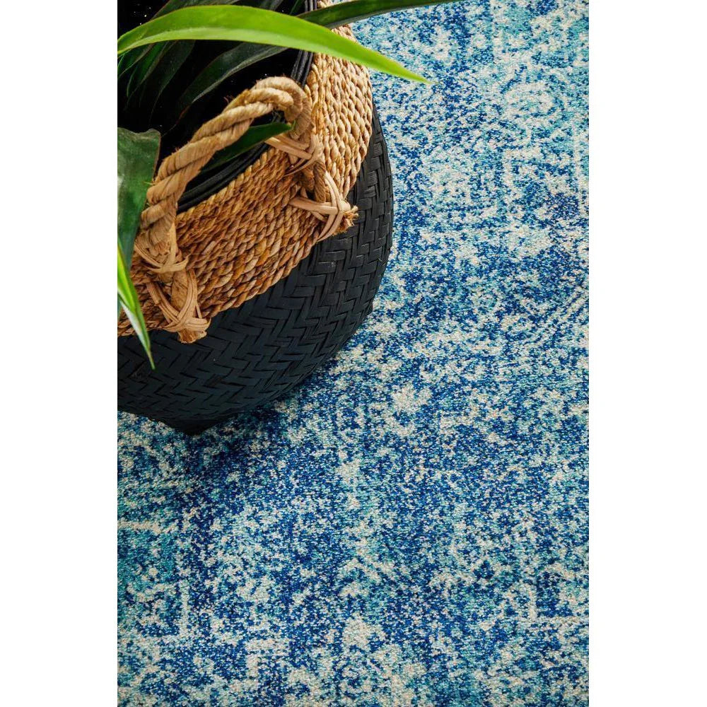 Evoke Muse Blue Transitional Runner Rug - ICONIC RUGS