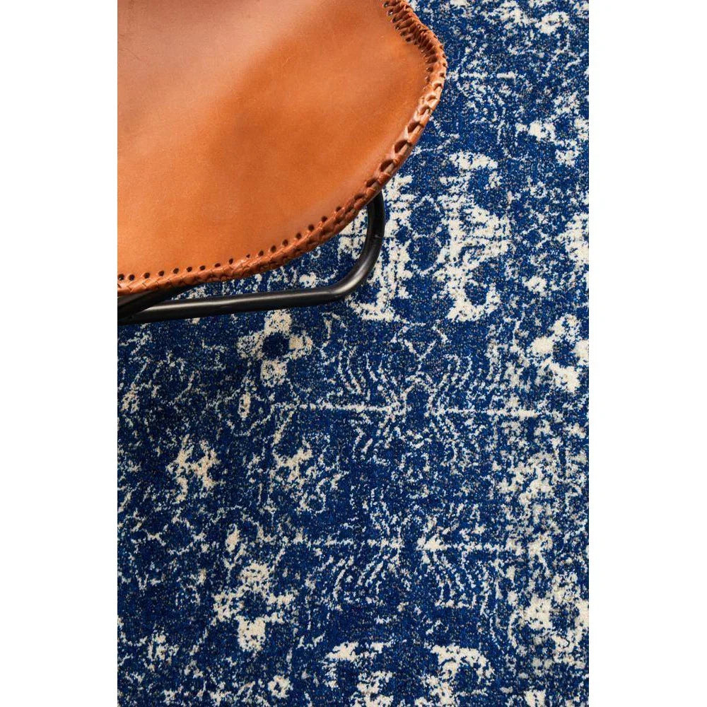 Evoke Oasis Navy Transitional Round Rug - ICONIC RUGS