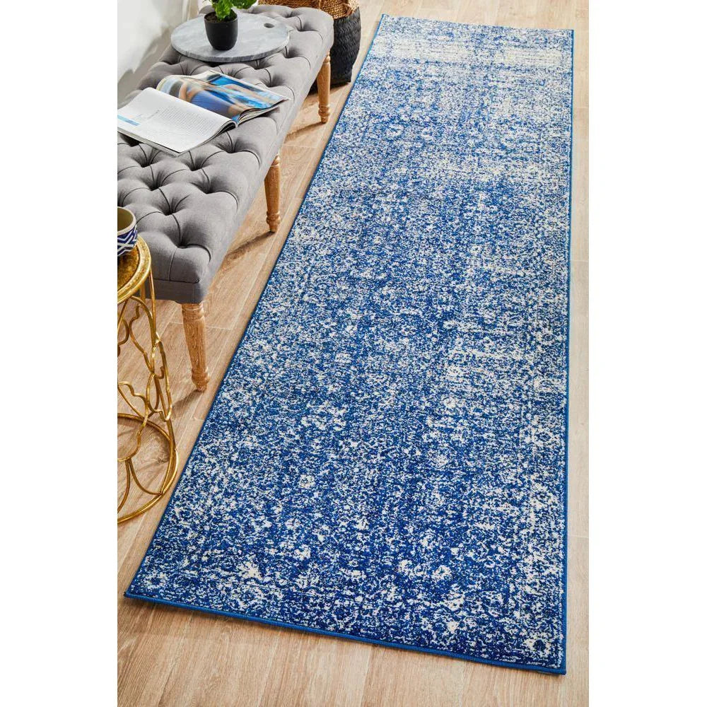 Evoke Oasis Navy Transitional Runner Rug - ICONIC RUGS