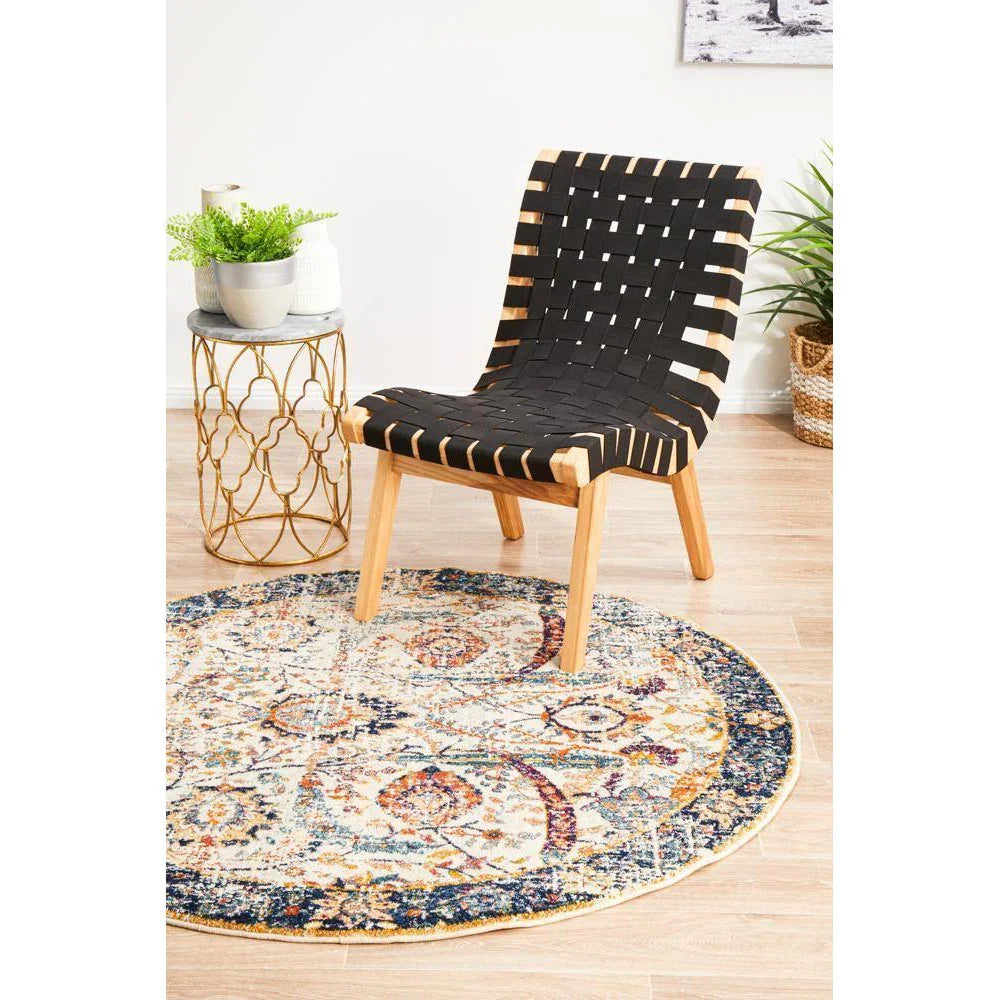 Evoke Peacock Ivory Transitional Round Rug - ICONIC RUGS
