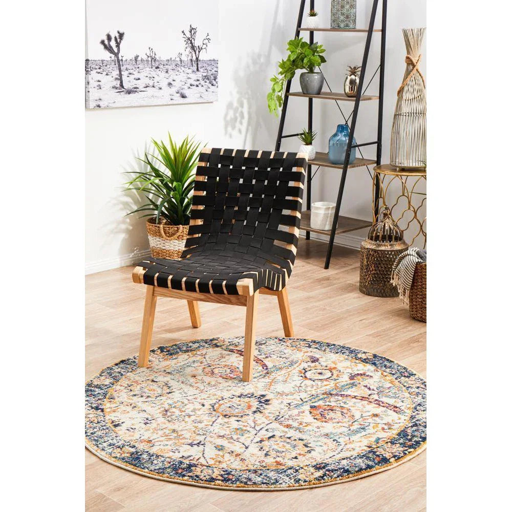 Evoke Peacock Ivory Transitional Round Rug - ICONIC RUGS