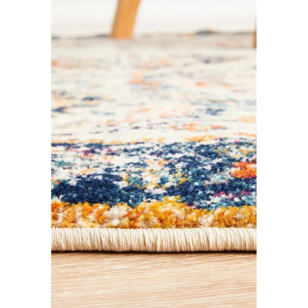 Evoke Peacock Ivory Transitional Round Rug - ICONIC RUGS