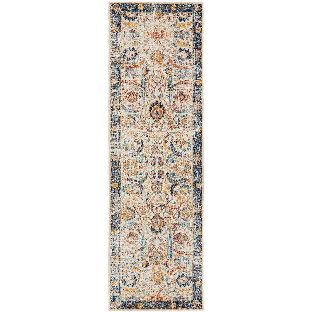 Evoke Peacock Ivory Transitional Runner Rug - ICONIC RUGS