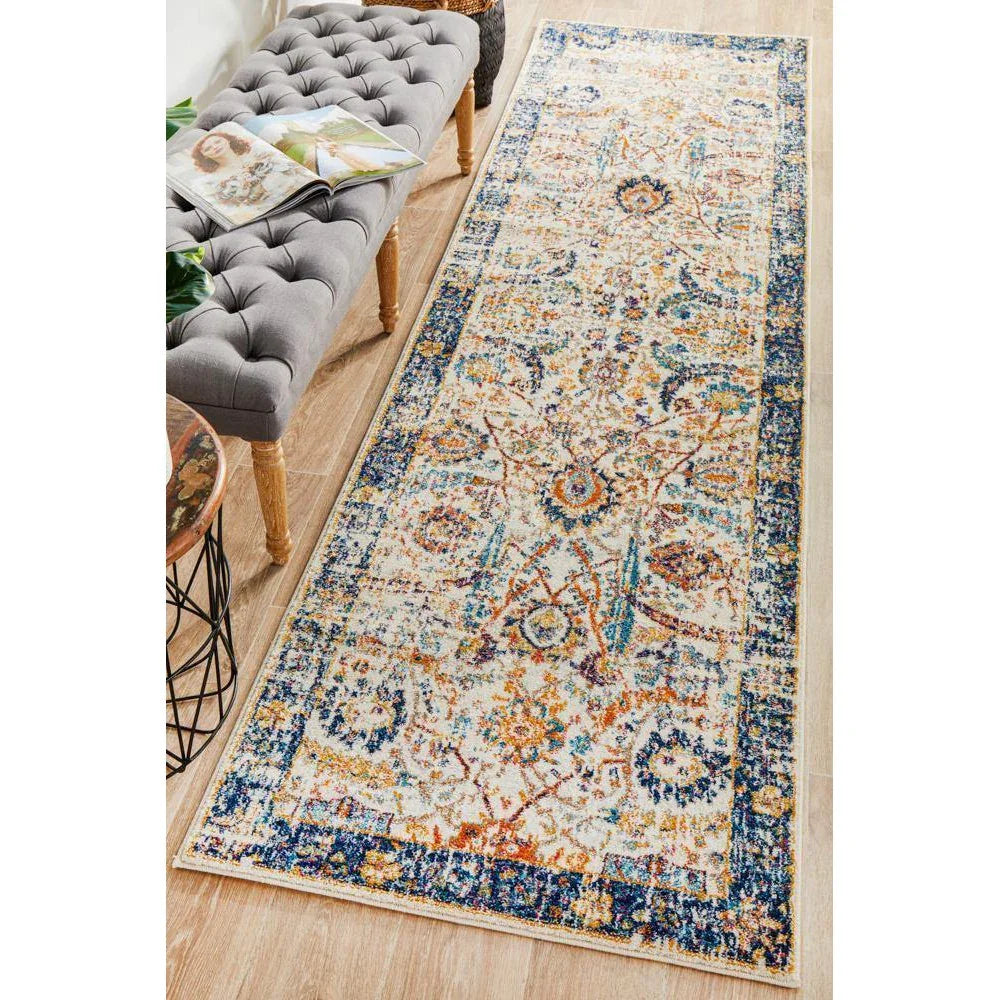 Evoke Peacock Ivory Transitional Runner Rug - ICONIC RUGS