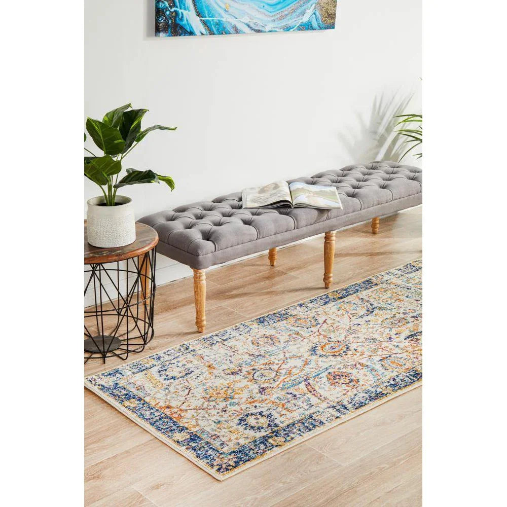 Evoke Peacock Ivory Transitional Runner Rug - ICONIC RUGS