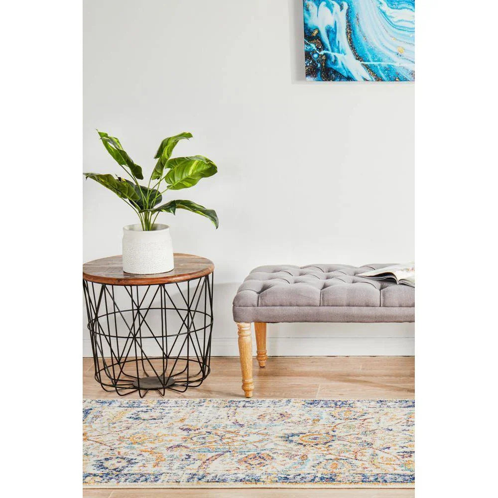 Evoke Peacock Ivory Transitional Runner Rug - ICONIC RUGS