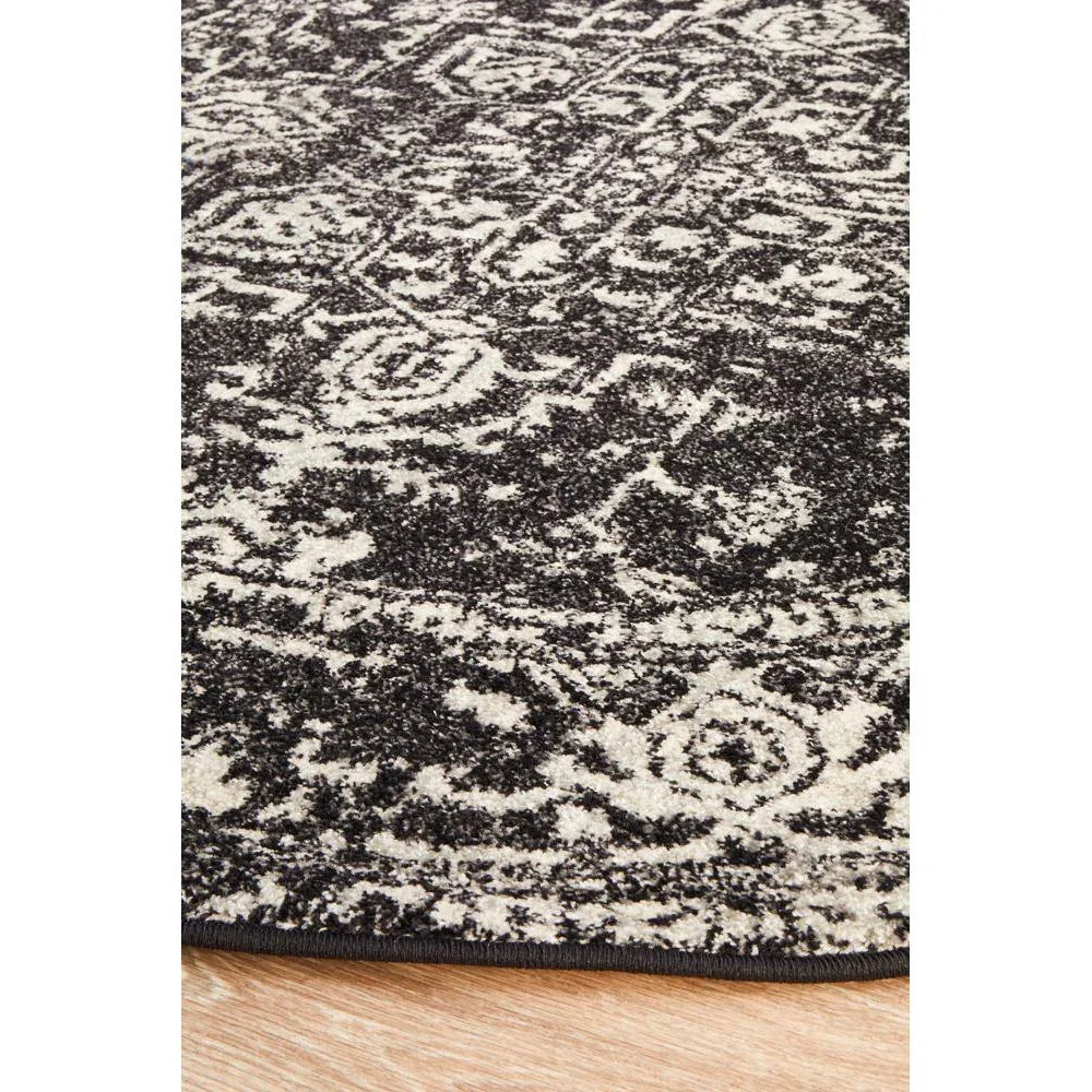 Evoke Scape Charcoal Transitional Round Rug - ICONIC RUGS