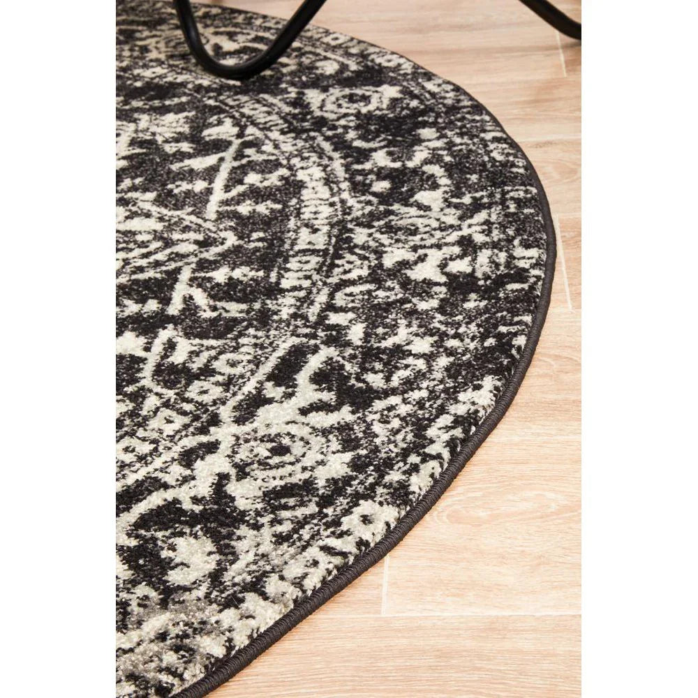 Evoke Scape Charcoal Transitional Round Rug - ICONIC RUGS