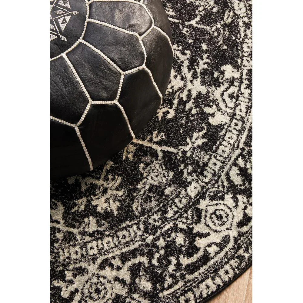 Evoke Scape Charcoal Transitional Round Rug - ICONIC RUGS