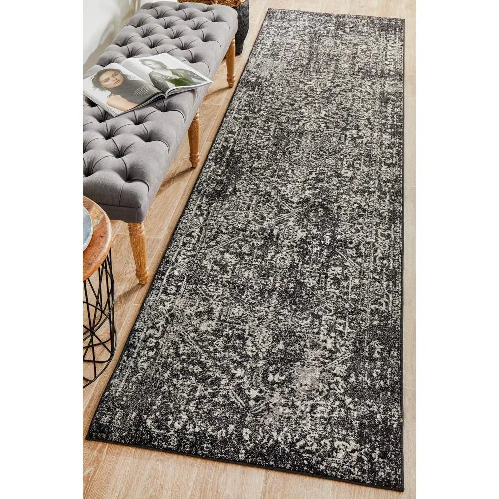 Evoke Scape Charcoal Transitional Runner Rug - ICONIC RUGS