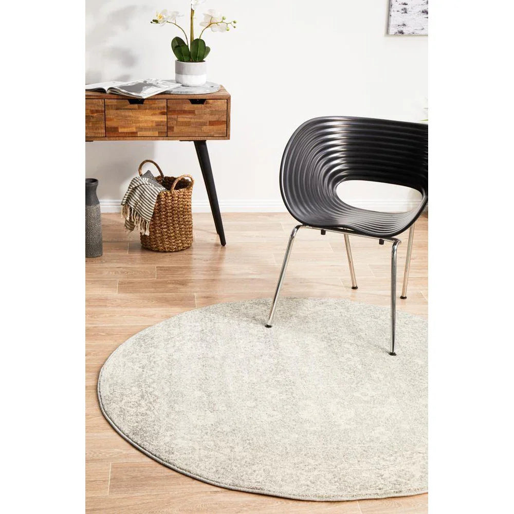 Evoke Shine Silver Transitional Round Rug - ICONIC RUGS