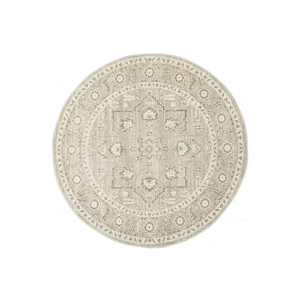 Evoke Silver Flower Transitional Round Rug - ICONIC RUGS