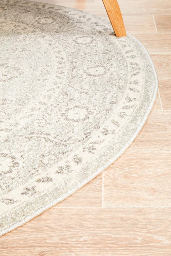 Evoke Silver Flower Transitional Round Rug - ICONIC RUGS