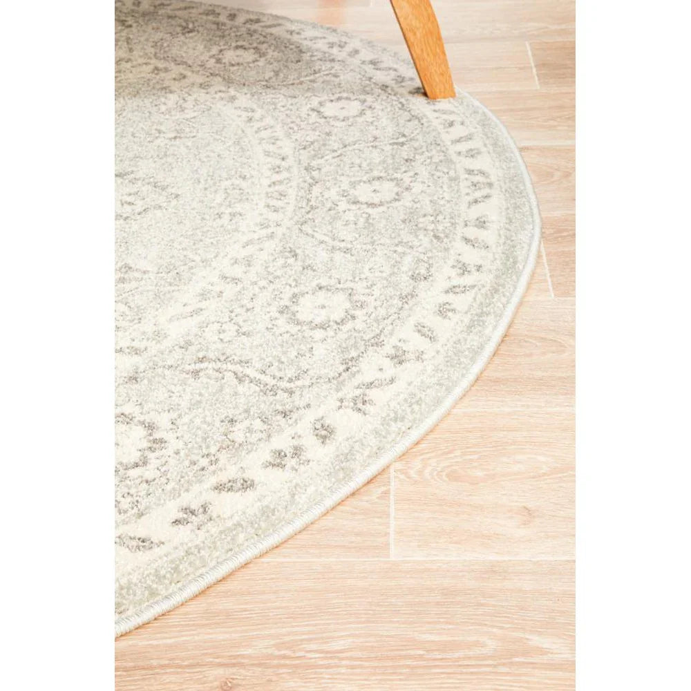 Evoke Silver Flower Transitional Round Rug - ICONIC RUGS