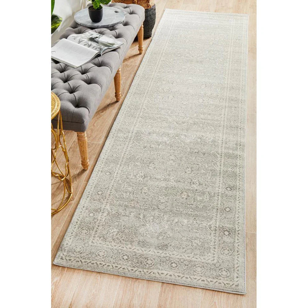 Evoke Silver Flower Transitional Runner Rug - ICONIC RUGS
