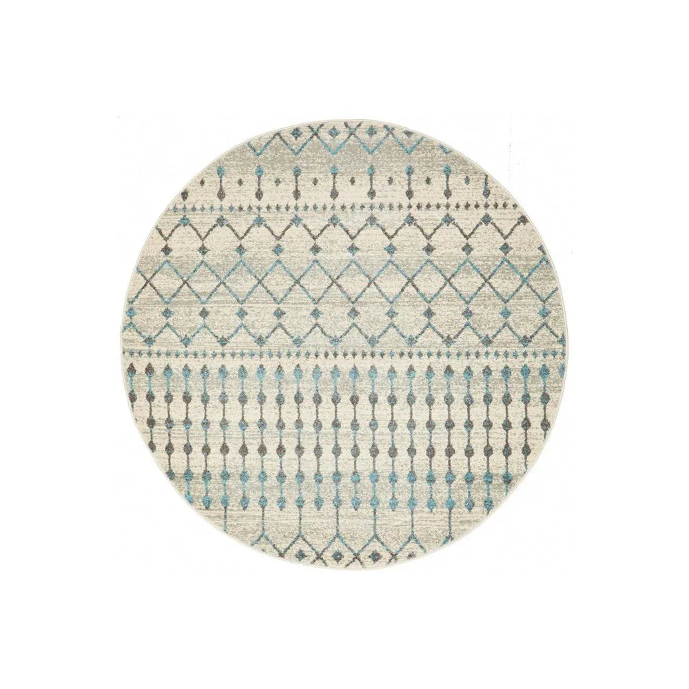 Evoke Slate White Transitional Round Rug - ICONIC RUGS