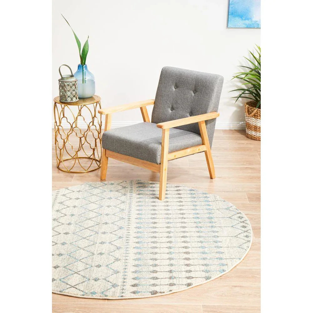 Evoke Slate White Transitional Round Rug - ICONIC RUGS