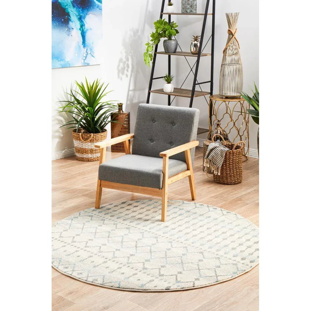 Evoke Slate White Transitional Round Rug - ICONIC RUGS