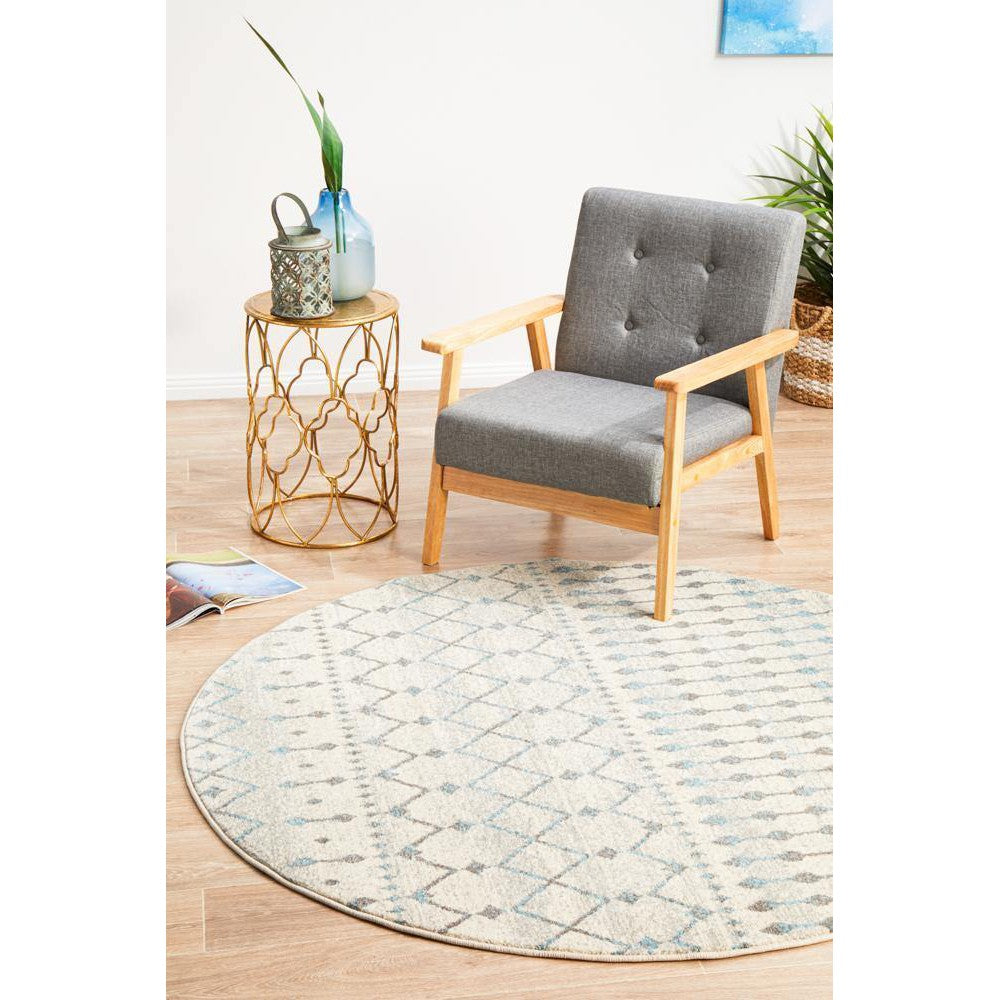 Evoke Slate White Transitional Round Rug - ICONIC RUGS