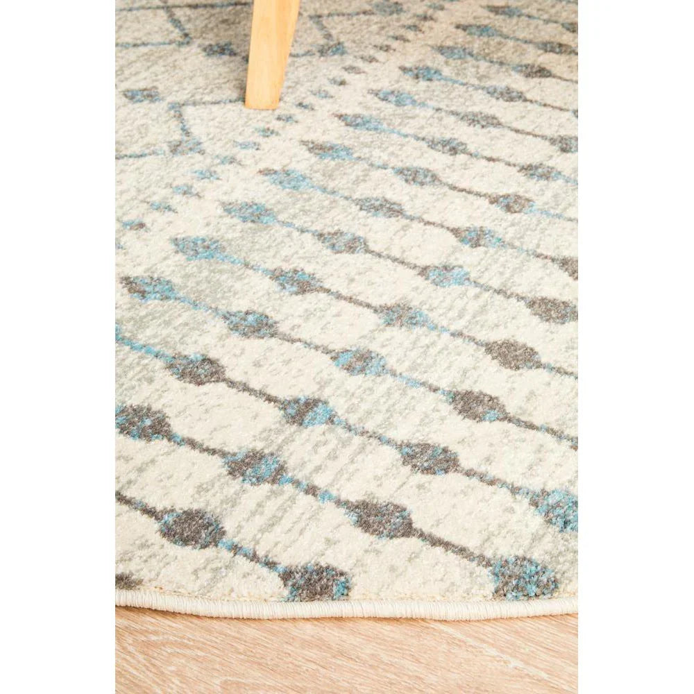 Evoke Slate White Transitional Round Rug - ICONIC RUGS