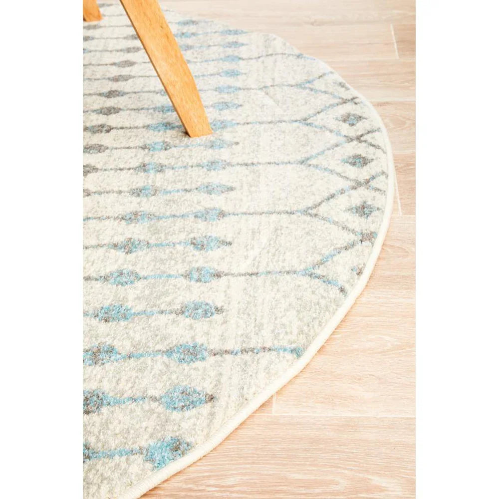 Evoke Slate White Transitional Round Rug - ICONIC RUGS