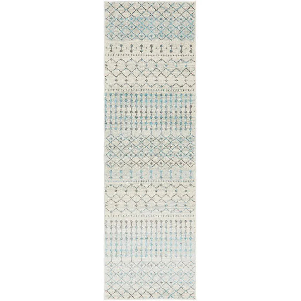 Evoke Slate White Transitional Runner Rug - ICONIC RUGS